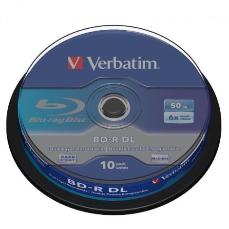 Verbatim BD-R, Dual Layer 50GB, cake box, 43746, 6x, 10-pack, pre archiváciu dát