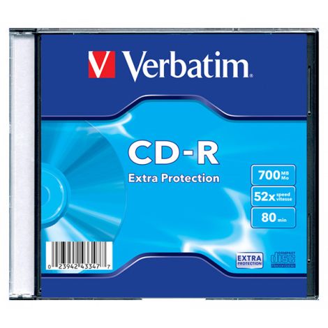 Verbatim CD-R, 43347, DataLife, 1-pack, 700MB, Extra Protection, 52x, 80min., slim box, pre archiváciu dát