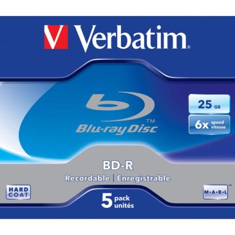 Verbatim BD-R, Single Layer 25GB, jewel box, 43715, 6x, 5-pack, pre archiváciu dát