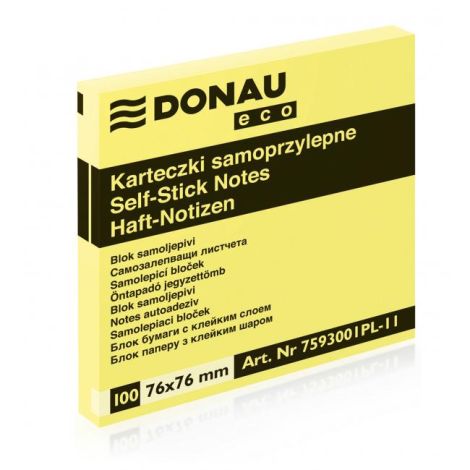 Samolepiaci bloček Donau ECO žltý 76x76mm