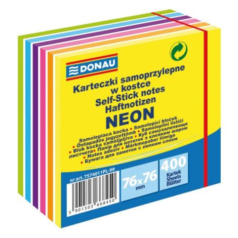 Samolepiaci bloček DONAU 6 neonových farieb 76x76mm 400l