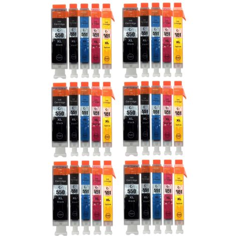 Cartridge 5 x Canon CLI-551 XL CMYK, PGI-550 XL + CLI-551 XL CMYK, PGI-550 XL ZADARMO, multipack, alternatívny