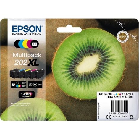 Cartridge Epson 202 XL, T02G7, CMYK, päťbalenie, multipack, originál