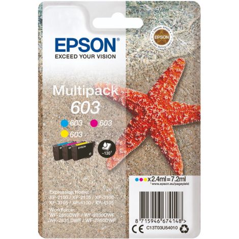 Cartridge Epson 603, C13T03U54010, CMY, trojbalenie, multipack, originál