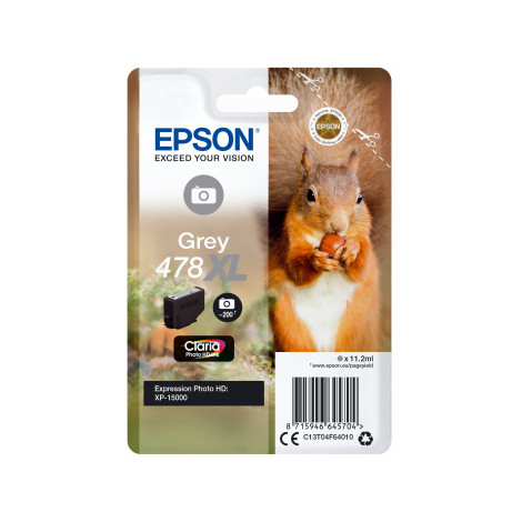 Cartridge Epson 478 XL, T04F6, C13T04F64010, sivá (gray), originál