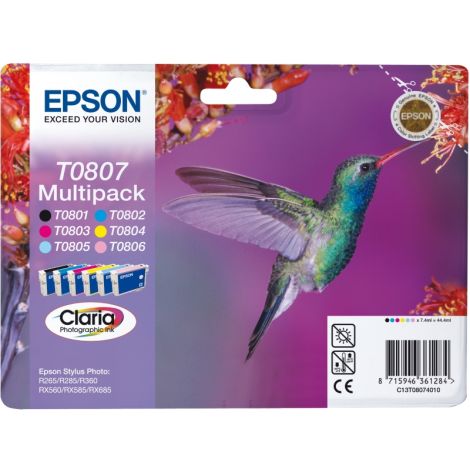 Cartridge Epson T0807, CMYK + LC + LM, šesťbalenie, multipack, originál