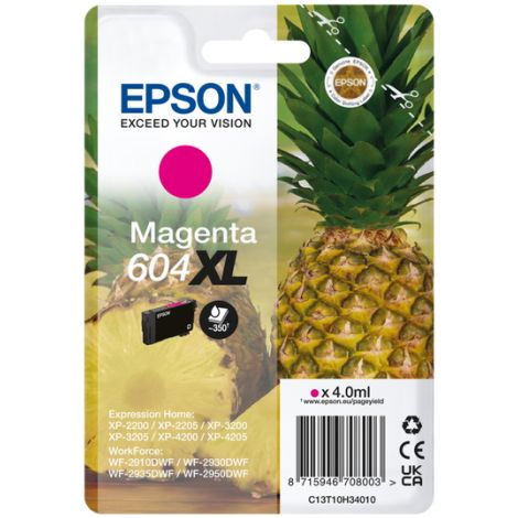 Cartridge Epson 604XL, C13T10H34010, T10H340, purpurová (magenta), originál