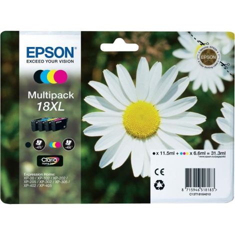 Cartridge Epson T1816 (18XL), C13T18164012, CMYK, 4-pack, multipack, originál