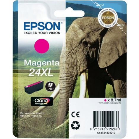 Cartridge Epson T2433 (24XL), C13T24334012, purpurová (magenta), originál