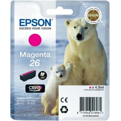 Cartridge Epson T2613 (26), C13T26134012, purpurová (magenta), originál