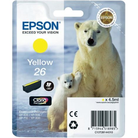 Cartridge Epson T2614 (26), C13T26144012, žltá (yellow), originál