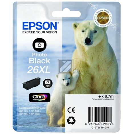 Cartridge Epson T2631 (26XL), C13T26314012, foto čierna (photo black), originál