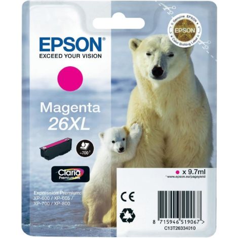 Cartridge Epson T2633 (26XL), C13T26334012, purpurová (magenta), originál