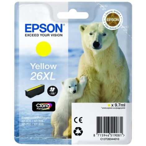 Cartridge Epson T2634 (26XL), C13T26344012, žltá (yellow), originál