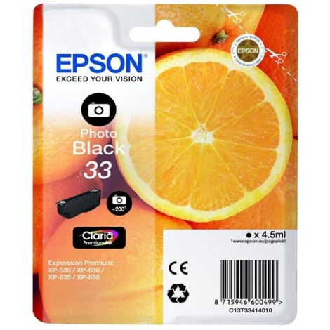 Cartridge Epson T3341 (33), C13T33414012, foto čierna (photo black), originál