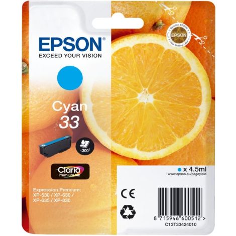 Cartridge Epson T3342 (33), C13T33424012, azúrová (cyan), originál