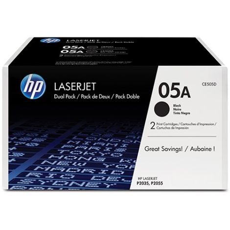 Toner HP CE505AD (05A), dvojbalenie, čierna (black), originál