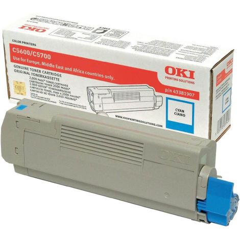 Toner OKI 43381907 (C5600, C5700), azúrová (cyan), originál